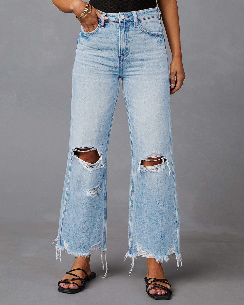 Melarey Wide Leg Distressed Jeans – Melarey Boutique