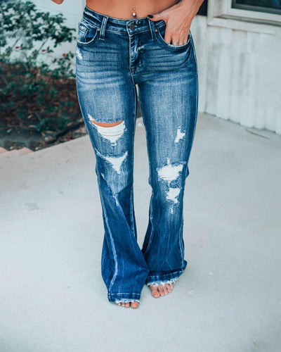 Melarey Mid-Rise Flare Jeans - Melarey Boutique