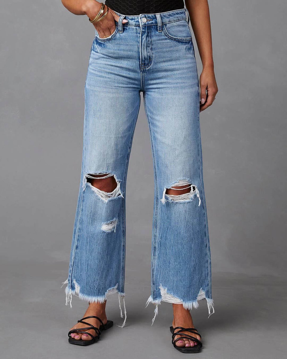 Melarey Wide Leg Distressed Jeans – Melarey Boutique