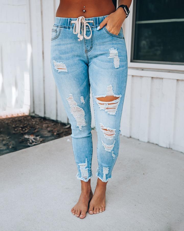 Melarey Distressed Denim Joggers 5 Colors Melarey Boutique
