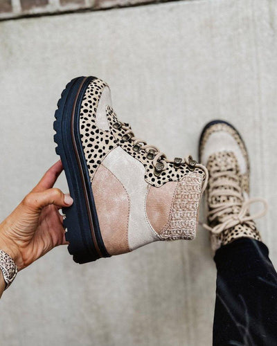 Melarey Leopard Lace Up Hiker Boots - Melarey Boutique