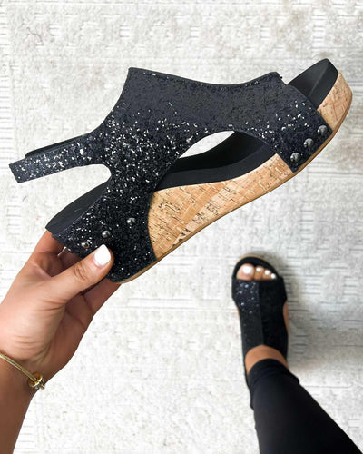 Melarey Mid Heel Glitter Sandals - Melarey Boutique