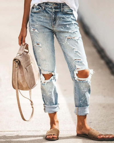 Melarey Straight Ripped Jeans - Melarey Boutique