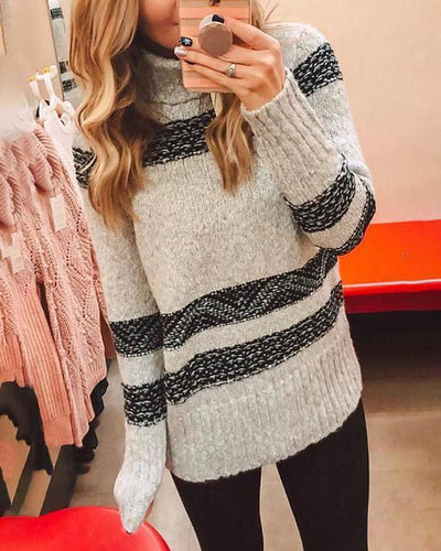 Melarey Turtleneck Colorblock Loose Sweater - Melarey Boutique